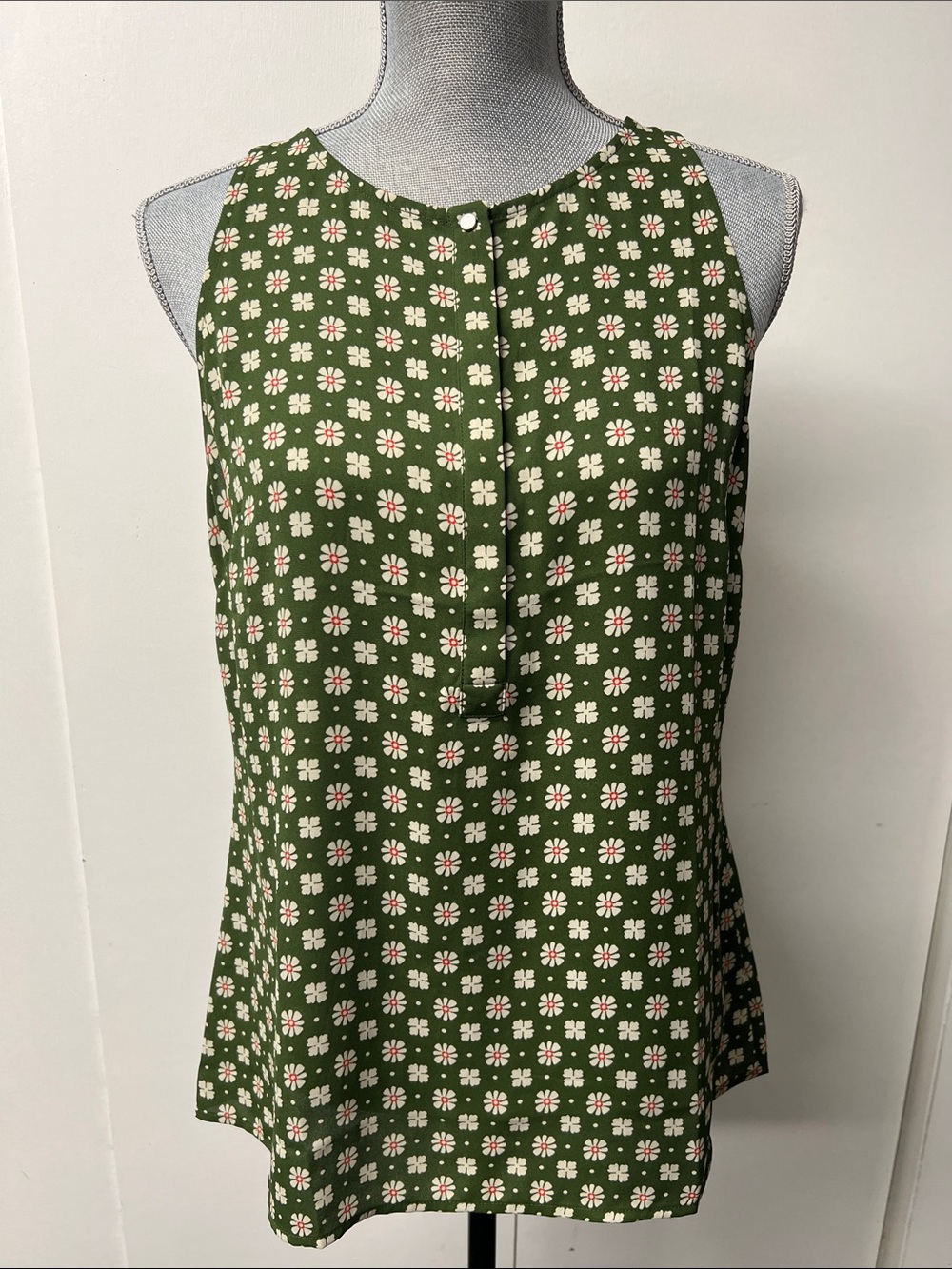 CAbi Olive Green Floral Sleeveless Camisole